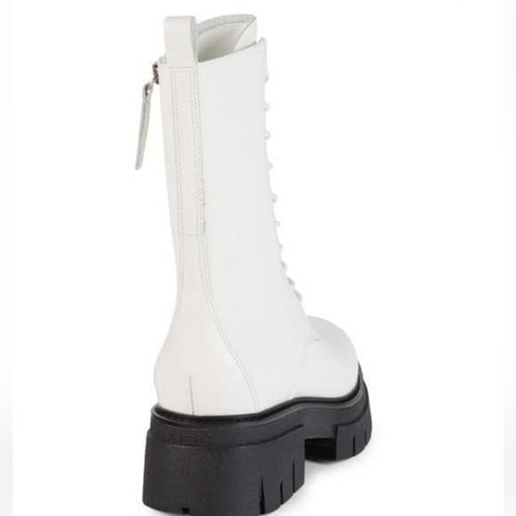 NWT ASH Liana white leather combat boots lug sole size 6 - Picture 3 of 10